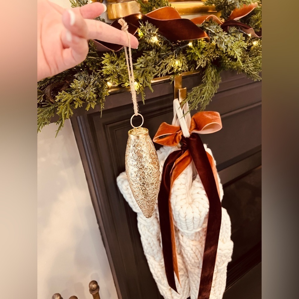 Set of 6 Arhaus textured gold drop ornament.New in box. No longer available - Picture 4 of 4
